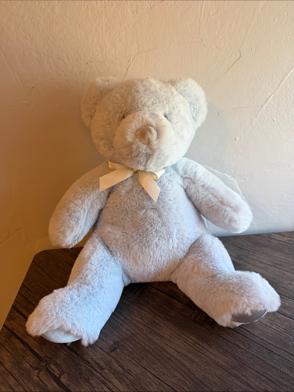 Plush Cream Teddy Bear with Ribbon - Soft Stuffed Animal